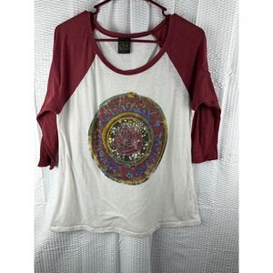 Unbranded Women's Raglan Graphic Baseball Tee - White & Burgundy